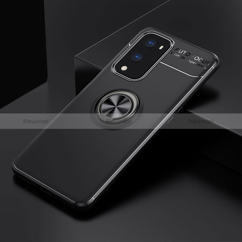 Ultra-thin Silicone Gel Soft Case Cover with Magnetic Finger Ring Stand SD2 for OnePlus 9 Pro 5G