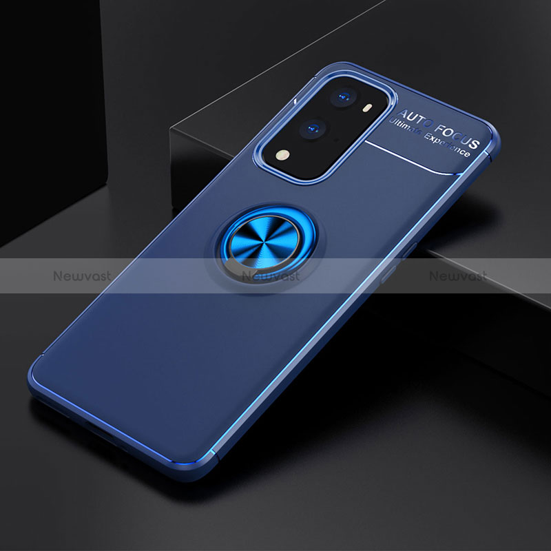 Ultra-thin Silicone Gel Soft Case Cover with Magnetic Finger Ring Stand SD2 for OnePlus 9 Pro 5G