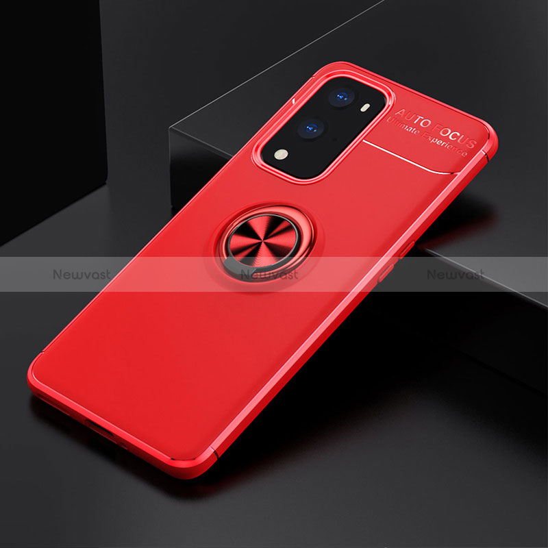 Ultra-thin Silicone Gel Soft Case Cover with Magnetic Finger Ring Stand SD2 for OnePlus 9 Pro 5G