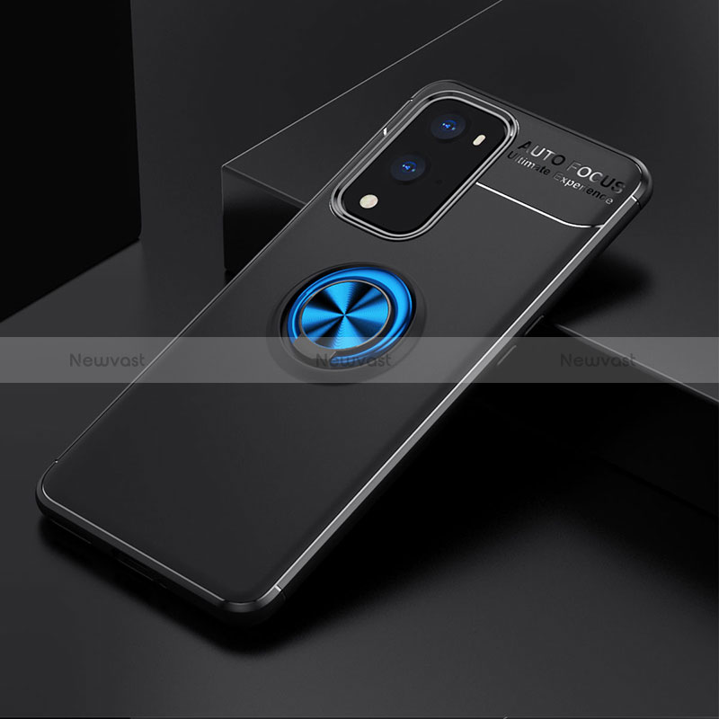 Ultra-thin Silicone Gel Soft Case Cover with Magnetic Finger Ring Stand SD2 for OnePlus 9 Pro 5G