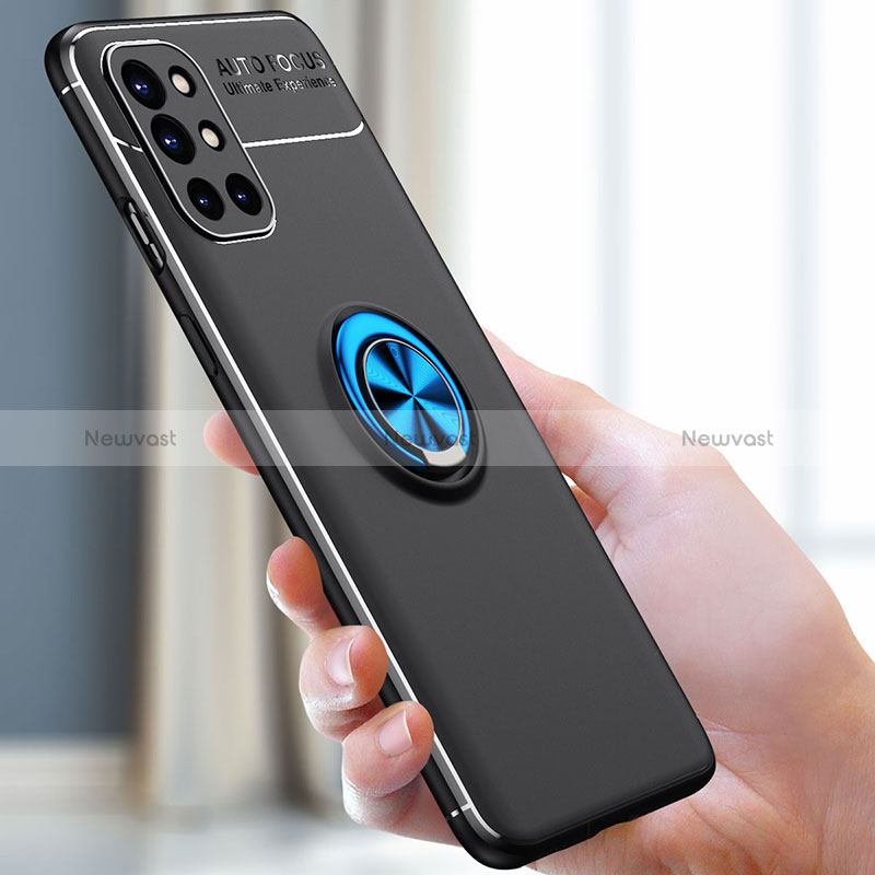 Ultra-thin Silicone Gel Soft Case Cover with Magnetic Finger Ring Stand SD2 for OnePlus 9R 5G