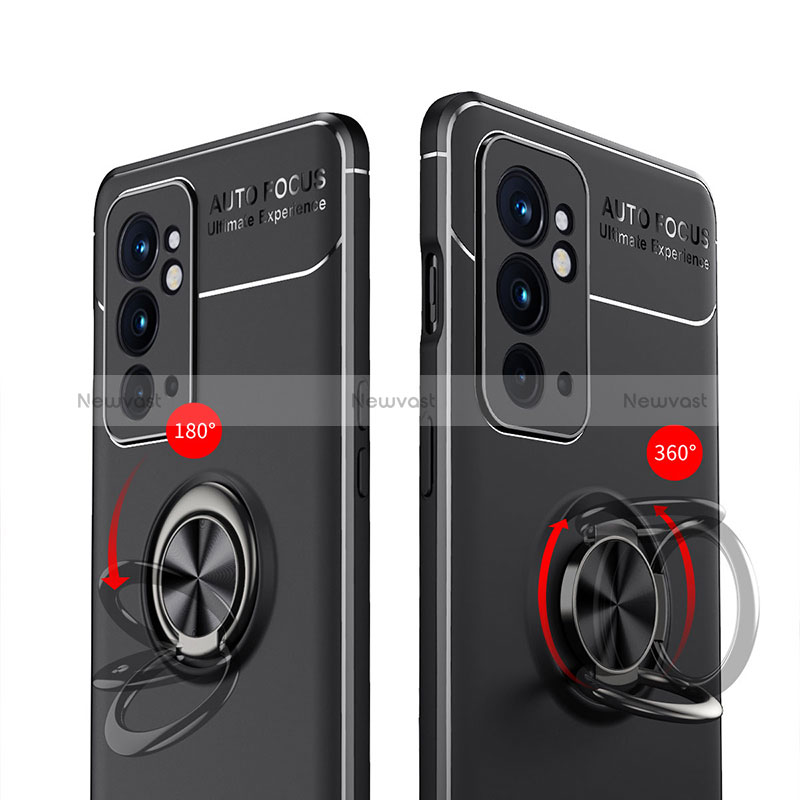 Ultra-thin Silicone Gel Soft Case Cover with Magnetic Finger Ring Stand SD2 for OnePlus 9RT 5G