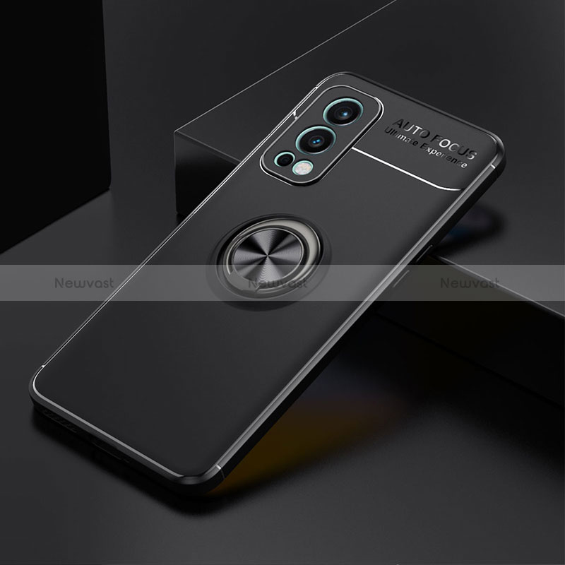 Ultra-thin Silicone Gel Soft Case Cover with Magnetic Finger Ring Stand SD2 for OnePlus Nord 2 5G