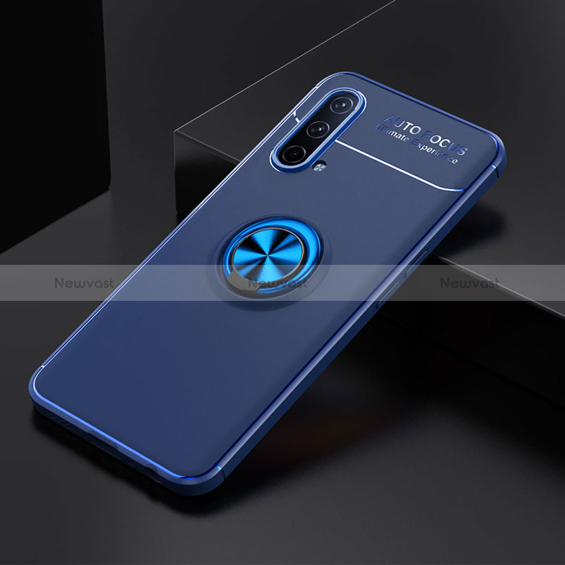 Ultra-thin Silicone Gel Soft Case Cover with Magnetic Finger Ring Stand SD2 for OnePlus Nord CE 5G