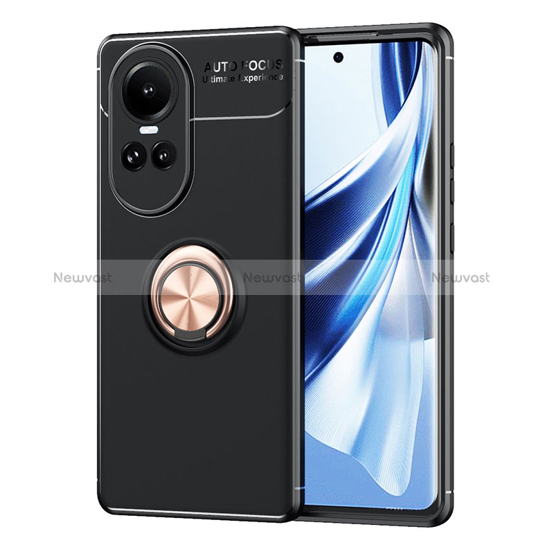 Ultra-thin Silicone Gel Soft Case Cover with Magnetic Finger Ring Stand SD2 for Oppo Reno10 5G