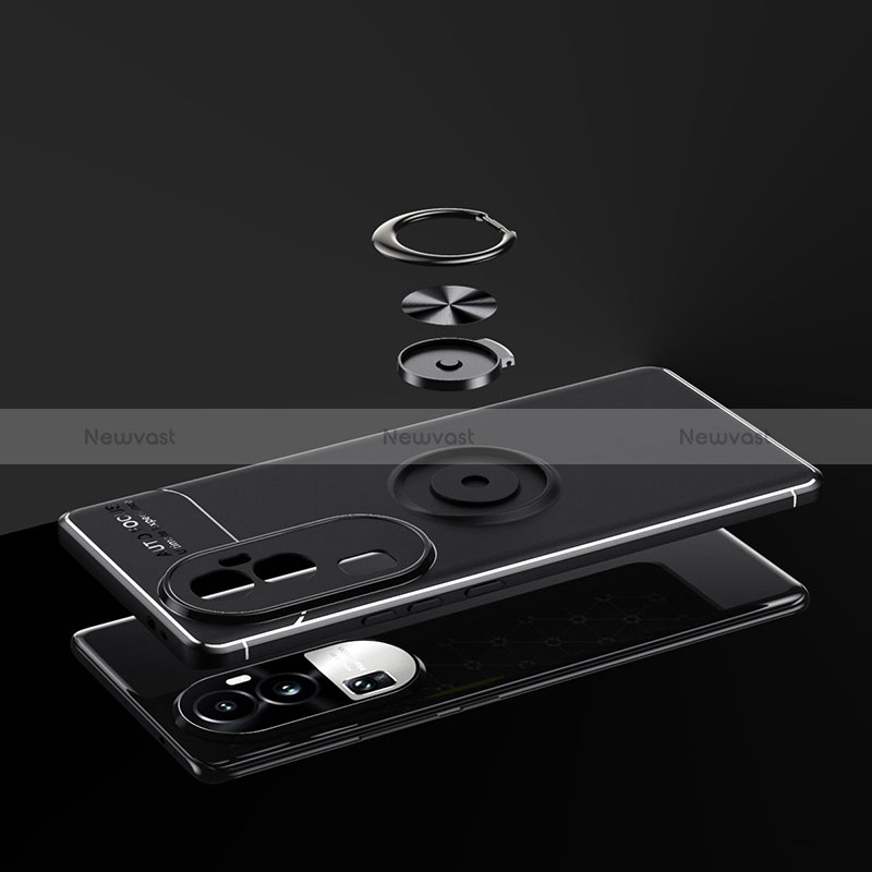 Ultra-thin Silicone Gel Soft Case Cover with Magnetic Finger Ring Stand SD2 for Oppo Reno10 Pro+ Plus 5G