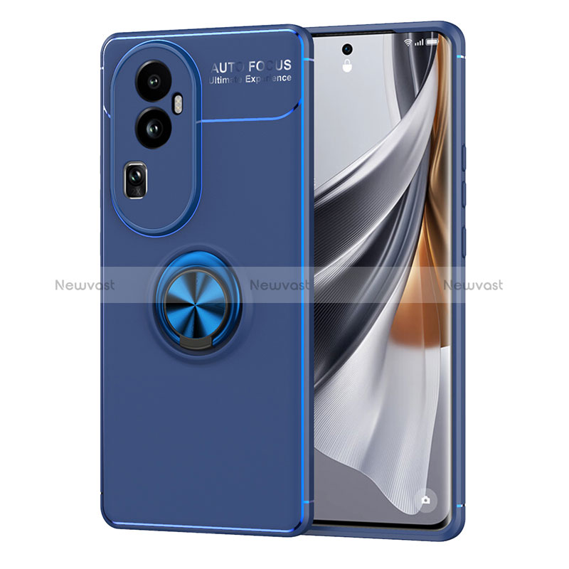 Ultra-thin Silicone Gel Soft Case Cover with Magnetic Finger Ring Stand SD2 for Oppo Reno10 Pro+ Plus 5G