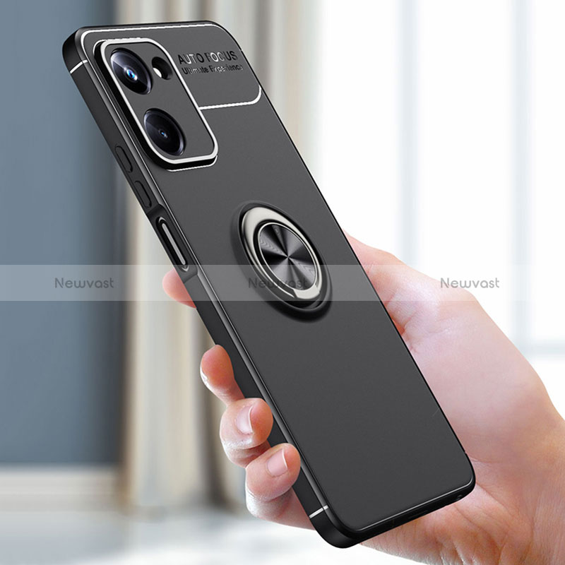 Ultra-thin Silicone Gel Soft Case Cover with Magnetic Finger Ring Stand SD2 for Realme 10 Pro 5G