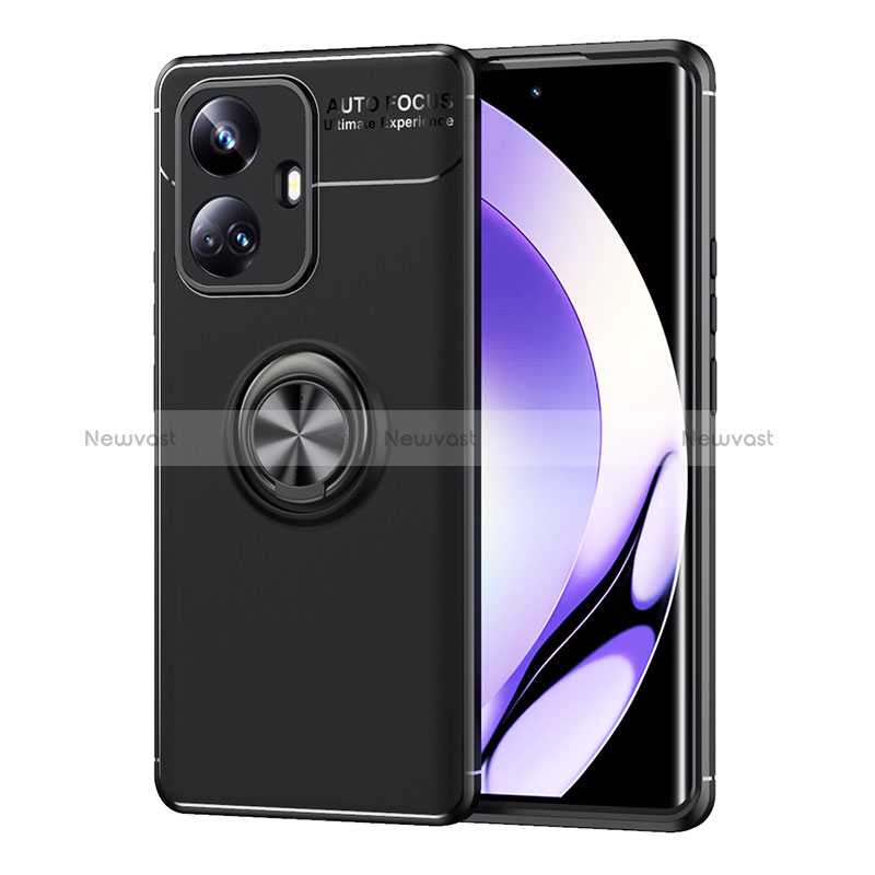 Ultra-thin Silicone Gel Soft Case Cover with Magnetic Finger Ring Stand SD2 for Realme 10 Pro+ Plus 5G