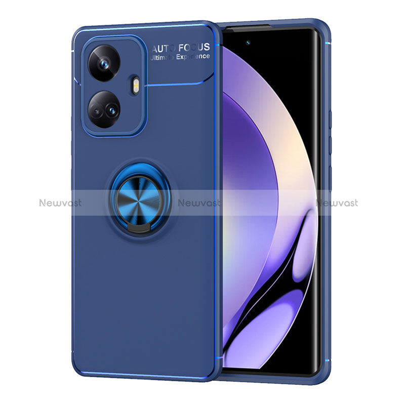 Ultra-thin Silicone Gel Soft Case Cover with Magnetic Finger Ring Stand SD2 for Realme 10 Pro+ Plus 5G