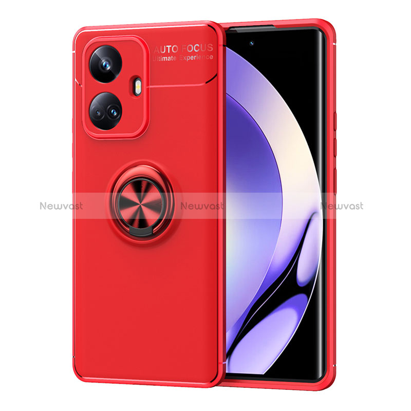 Ultra-thin Silicone Gel Soft Case Cover with Magnetic Finger Ring Stand SD2 for Realme 10 Pro+ Plus 5G