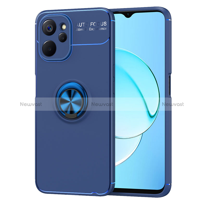 Ultra-thin Silicone Gel Soft Case Cover with Magnetic Finger Ring Stand SD2 for Realme 10T 5G Blue