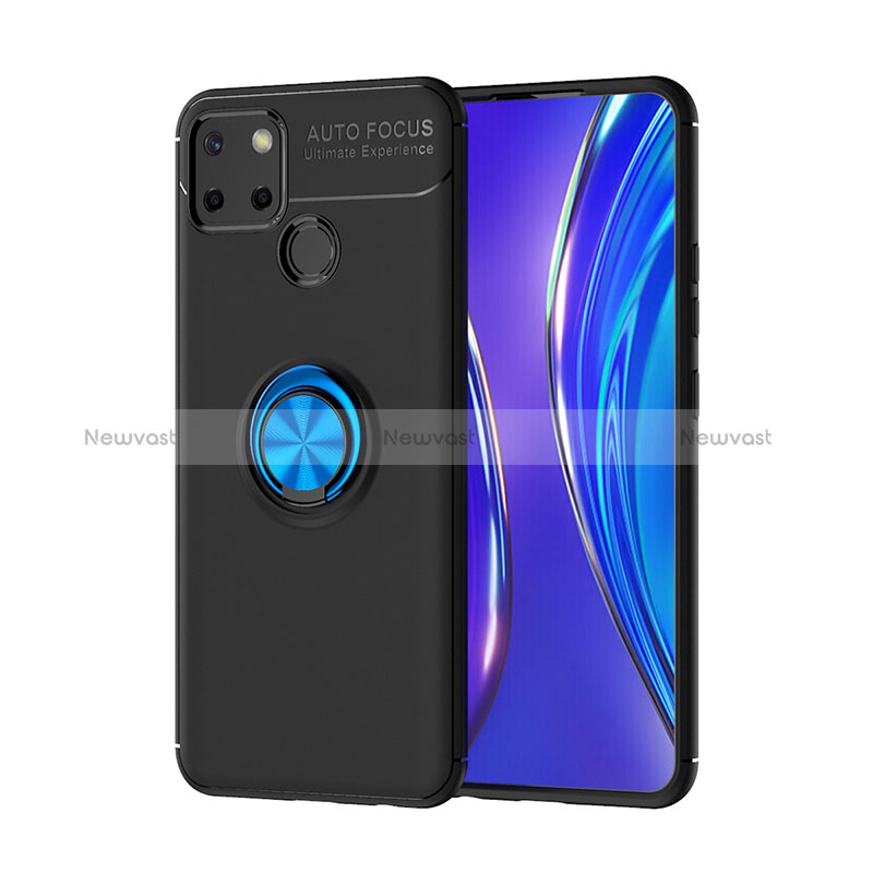 Ultra-thin Silicone Gel Soft Case Cover with Magnetic Finger Ring Stand SD2 for Realme 7i RMX2193