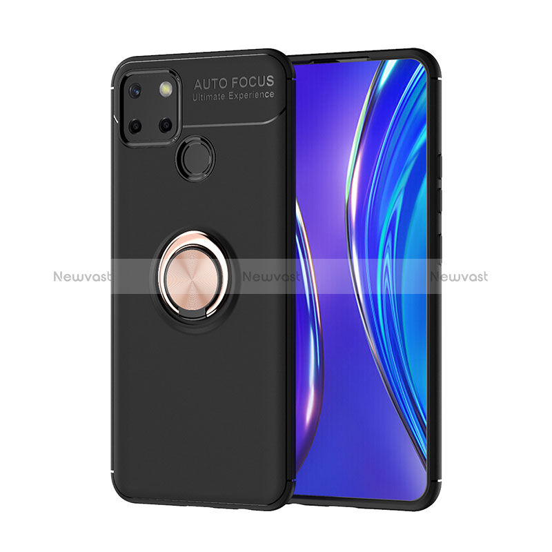 Ultra-thin Silicone Gel Soft Case Cover with Magnetic Finger Ring Stand SD2 for Realme 7i RMX2193