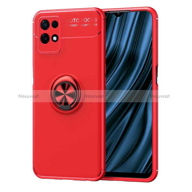 Ultra-thin Silicone Gel Soft Case Cover with Magnetic Finger Ring Stand SD2 for Realme 8i Red