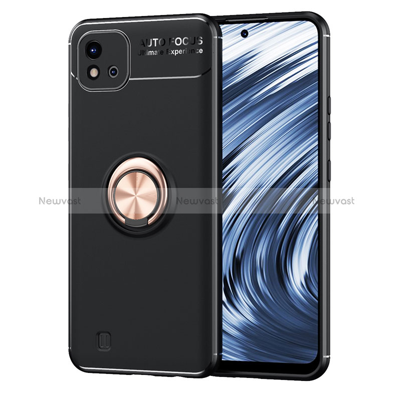 Ultra-thin Silicone Gel Soft Case Cover with Magnetic Finger Ring Stand SD2 for Realme C11 (2021)