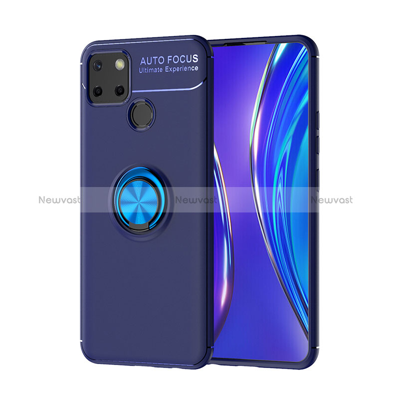 Ultra-thin Silicone Gel Soft Case Cover with Magnetic Finger Ring Stand SD2 for Realme C12 Blue