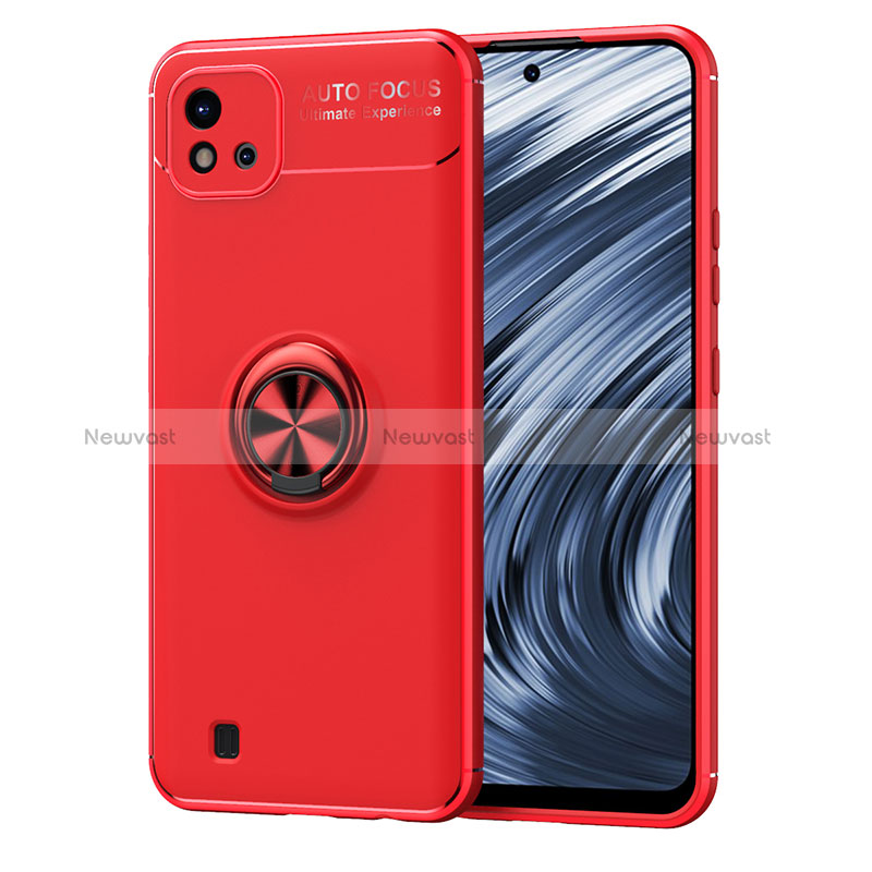 Ultra-thin Silicone Gel Soft Case Cover with Magnetic Finger Ring Stand SD2 for Realme C20A