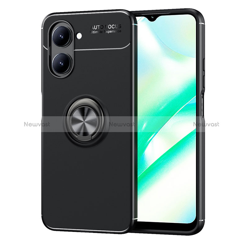 Ultra-thin Silicone Gel Soft Case Cover with Magnetic Finger Ring Stand SD2 for Realme C33 (2023)