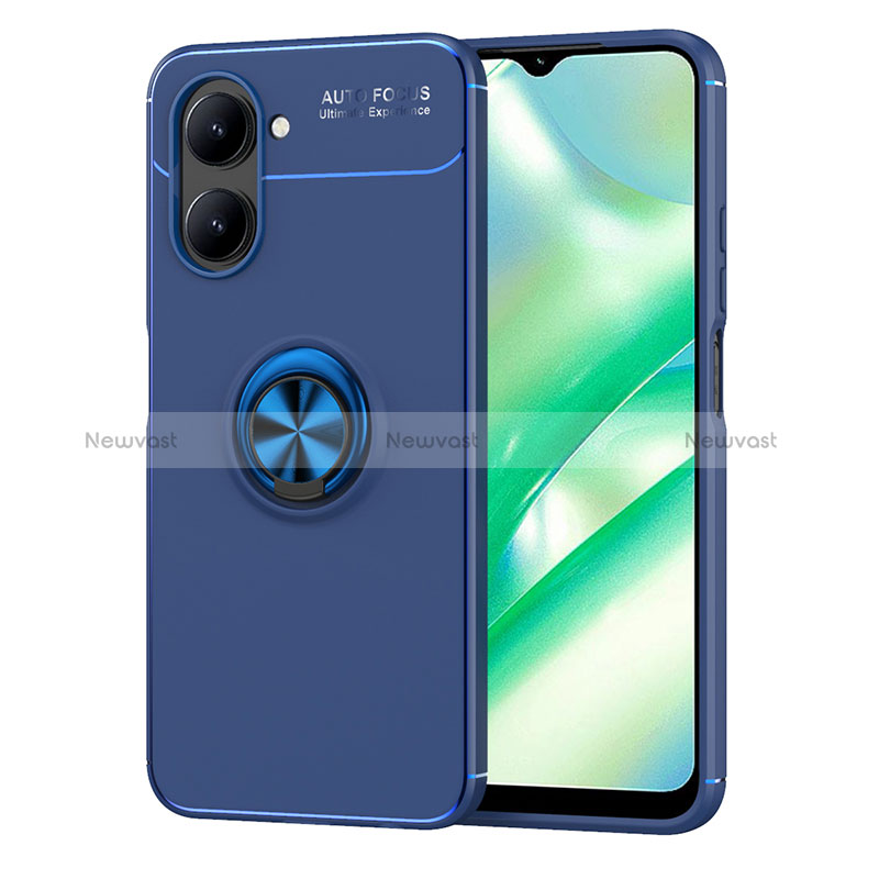 Ultra-thin Silicone Gel Soft Case Cover with Magnetic Finger Ring Stand SD2 for Realme C33 (2023)