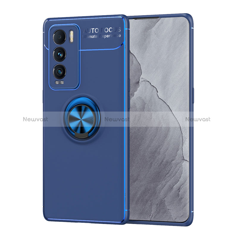 Ultra-thin Silicone Gel Soft Case Cover with Magnetic Finger Ring Stand SD2 for Realme GT Master Explorer 5G Blue