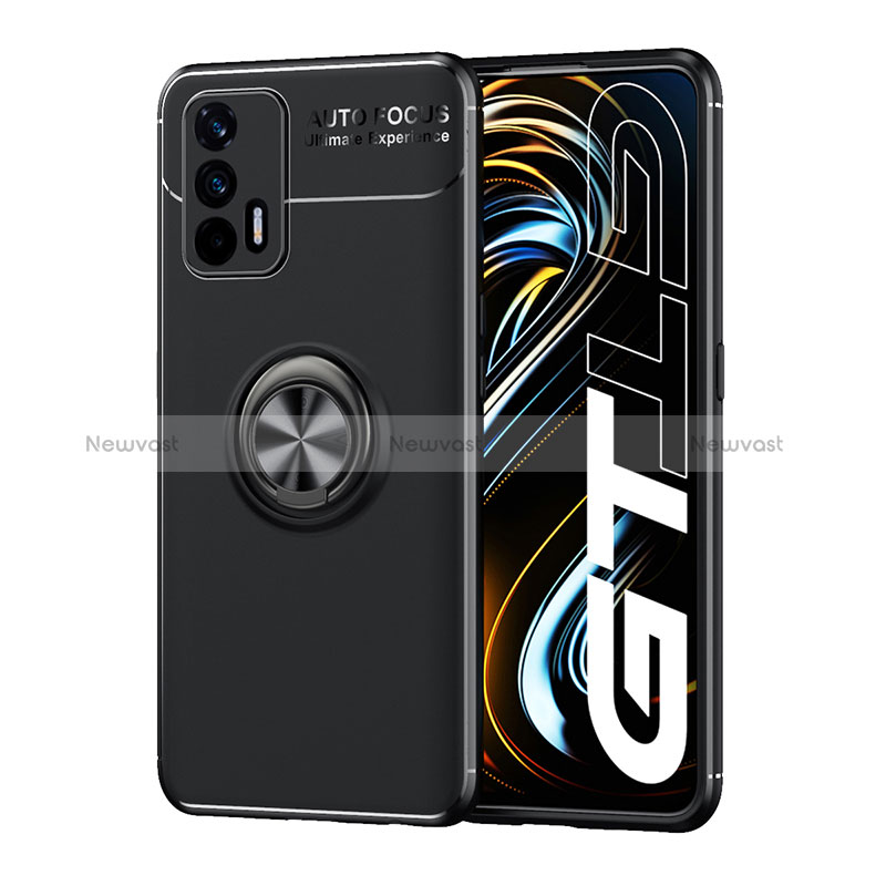 Ultra-thin Silicone Gel Soft Case Cover with Magnetic Finger Ring Stand SD2 for Realme GT Neo 5G Black