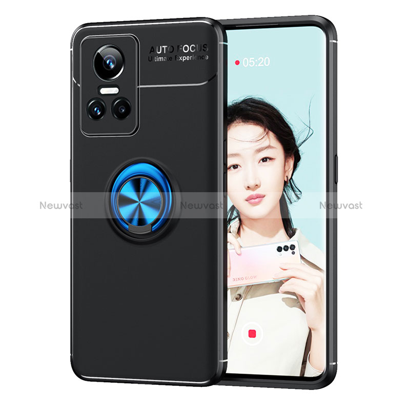 Ultra-thin Silicone Gel Soft Case Cover with Magnetic Finger Ring Stand SD2 for Realme GT Neo3 5G