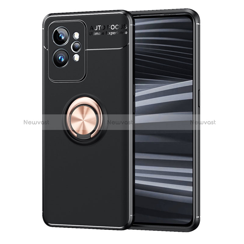 Ultra-thin Silicone Gel Soft Case Cover with Magnetic Finger Ring Stand SD2 for Realme GT2 Pro 5G