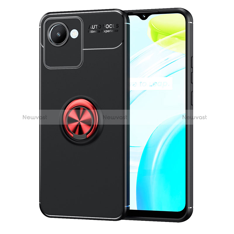 Ultra-thin Silicone Gel Soft Case Cover with Magnetic Finger Ring Stand SD2 for Realme Narzo 50i Prime Red and Black