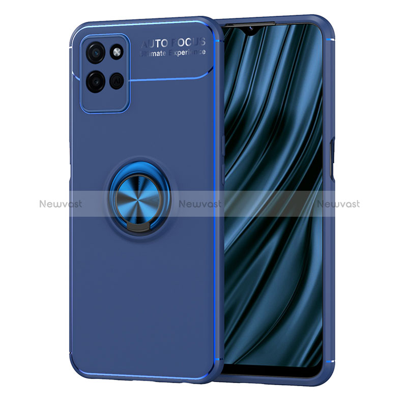 Ultra-thin Silicone Gel Soft Case Cover with Magnetic Finger Ring Stand SD2 for Realme V11 5G Blue