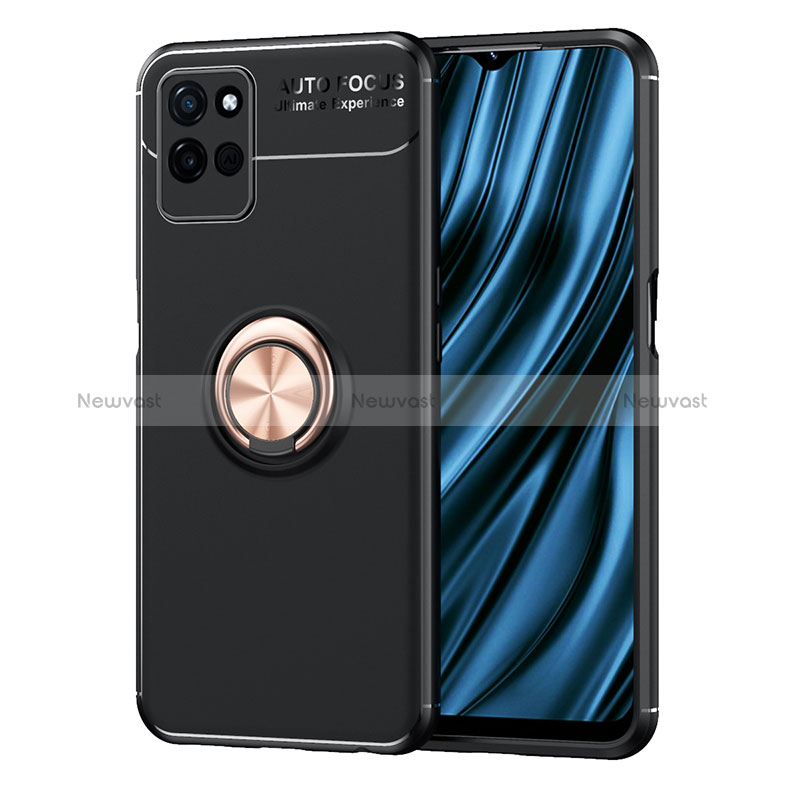 Ultra-thin Silicone Gel Soft Case Cover with Magnetic Finger Ring Stand SD2 for Realme V11s 5G