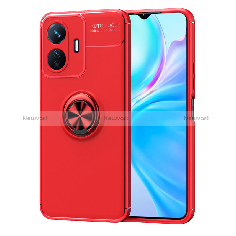 Ultra-thin Silicone Gel Soft Case Cover with Magnetic Finger Ring Stand SD2 for Vivo iQOO Z6 Lite 5G