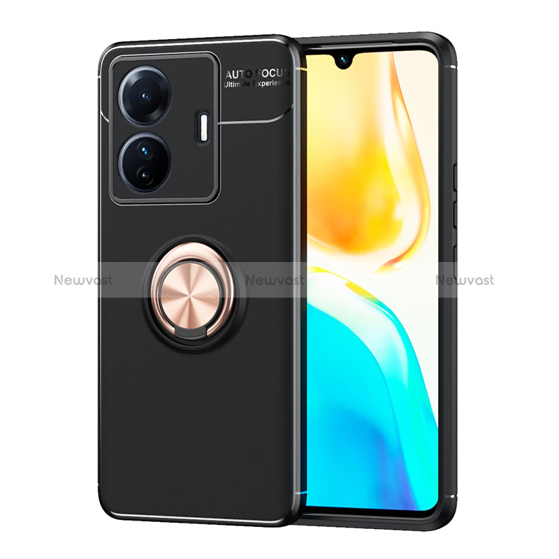 Ultra-thin Silicone Gel Soft Case Cover with Magnetic Finger Ring Stand SD2 for Vivo iQOO Z6 Pro 5G