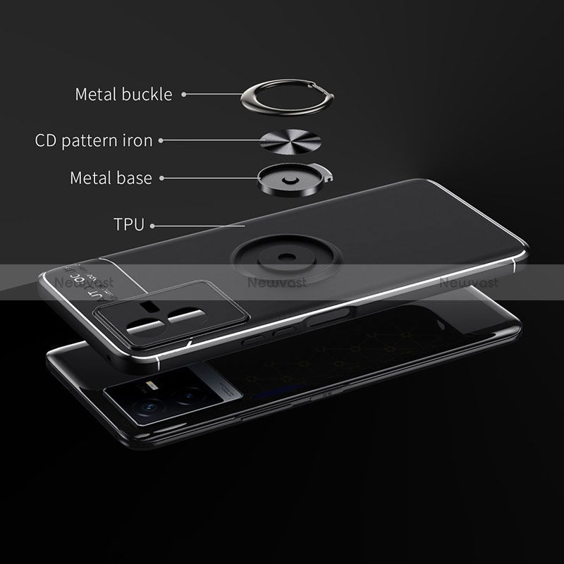 Ultra-thin Silicone Gel Soft Case Cover with Magnetic Finger Ring Stand SD2 for Vivo iQOO Z6x
