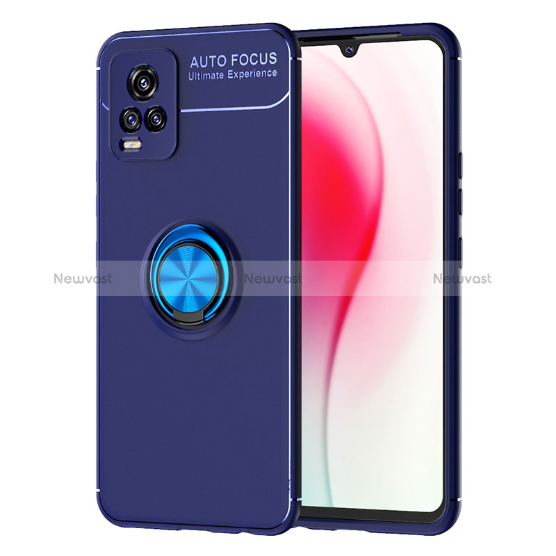 Ultra-thin Silicone Gel Soft Case Cover with Magnetic Finger Ring Stand SD2 for Vivo V20 (2021)