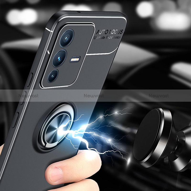 Ultra-thin Silicone Gel Soft Case Cover with Magnetic Finger Ring Stand SD2 for Vivo V23 5G