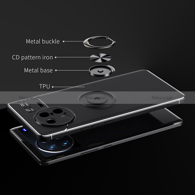 Ultra-thin Silicone Gel Soft Case Cover with Magnetic Finger Ring Stand SD2 for Vivo X Note