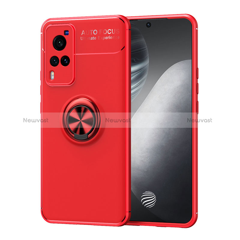 Ultra-thin Silicone Gel Soft Case Cover with Magnetic Finger Ring Stand SD2 for Vivo X60 Pro 5G