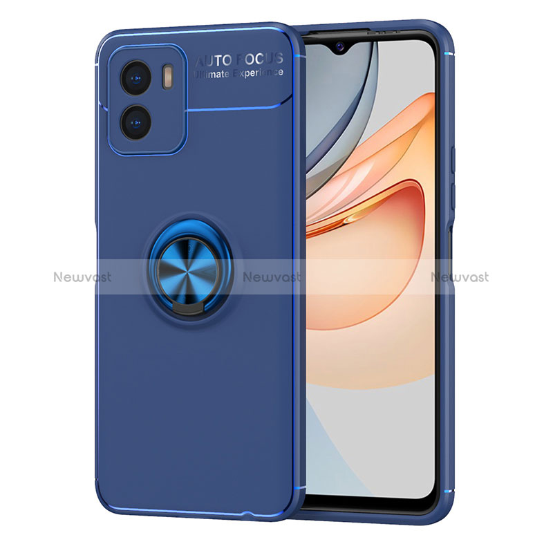 Ultra-thin Silicone Gel Soft Case Cover with Magnetic Finger Ring Stand SD2 for Vivo Y01A Blue