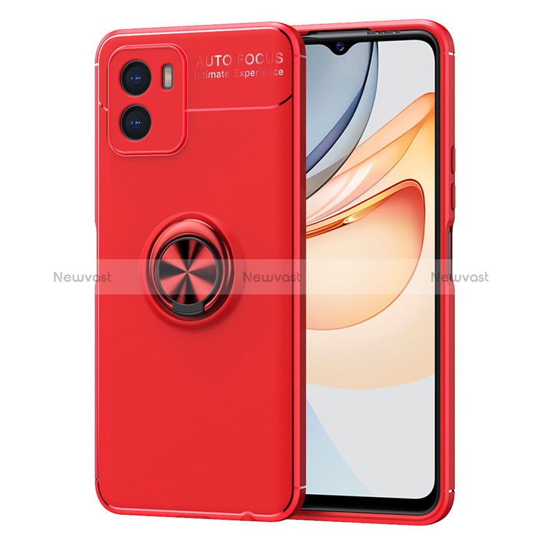 Ultra-thin Silicone Gel Soft Case Cover with Magnetic Finger Ring Stand SD2 for Vivo Y01A Red