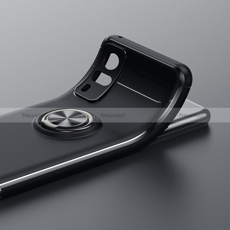 Ultra-thin Silicone Gel Soft Case Cover with Magnetic Finger Ring Stand SD2 for Vivo Y31 (2021)