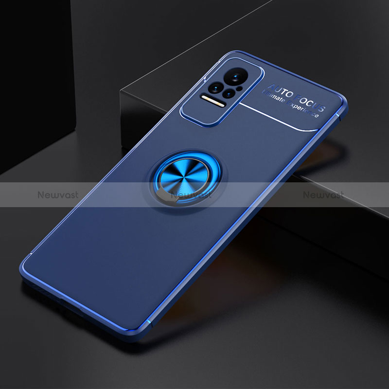 Ultra-thin Silicone Gel Soft Case Cover with Magnetic Finger Ring Stand SD2 for Xiaomi Civi 1S 5G Blue