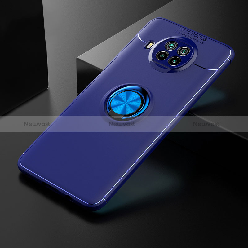 Ultra-thin Silicone Gel Soft Case Cover with Magnetic Finger Ring Stand SD2 for Xiaomi Mi 10i 5G Blue