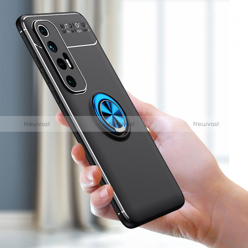 Ultra-thin Silicone Gel Soft Case Cover with Magnetic Finger Ring Stand SD2 for Xiaomi Mi 10S 5G