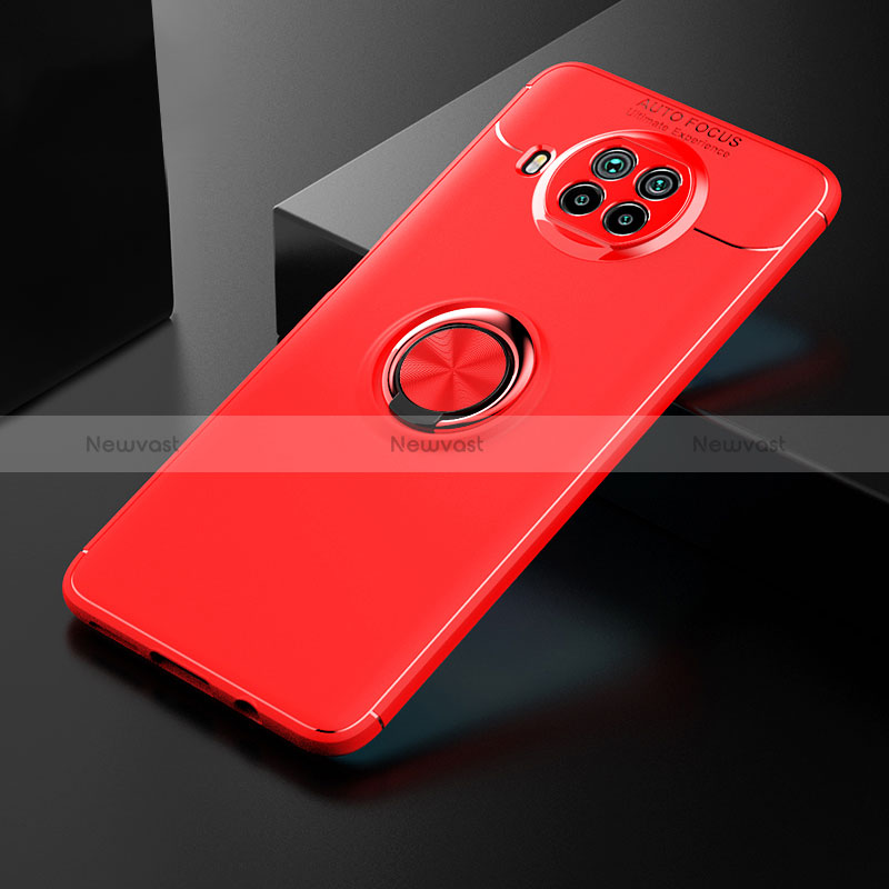 Ultra-thin Silicone Gel Soft Case Cover with Magnetic Finger Ring Stand SD2 for Xiaomi Mi 10T Lite 5G Red