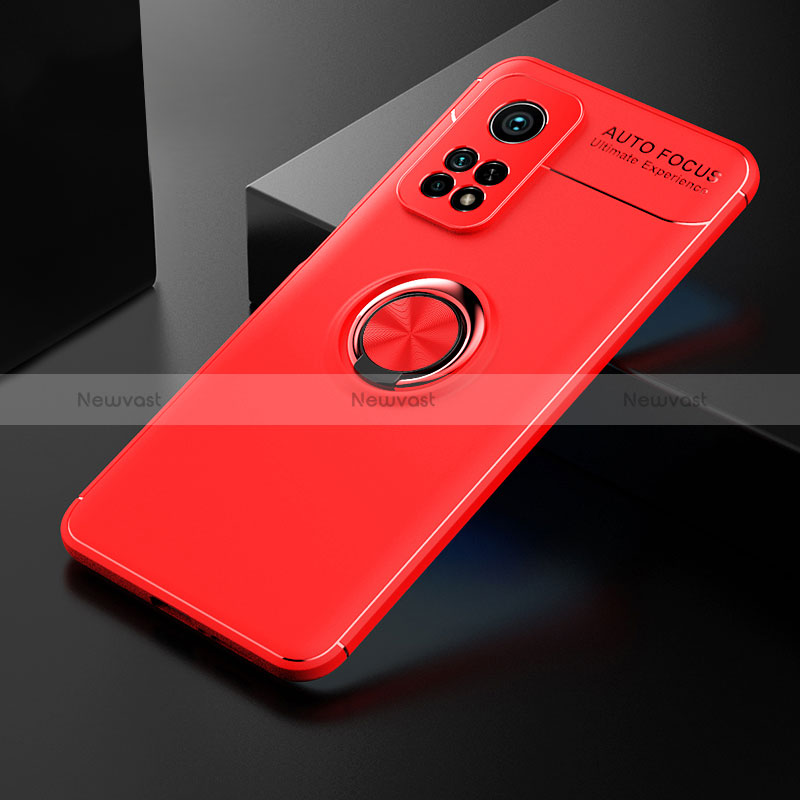 Ultra-thin Silicone Gel Soft Case Cover with Magnetic Finger Ring Stand SD2 for Xiaomi Mi 10T Pro 5G