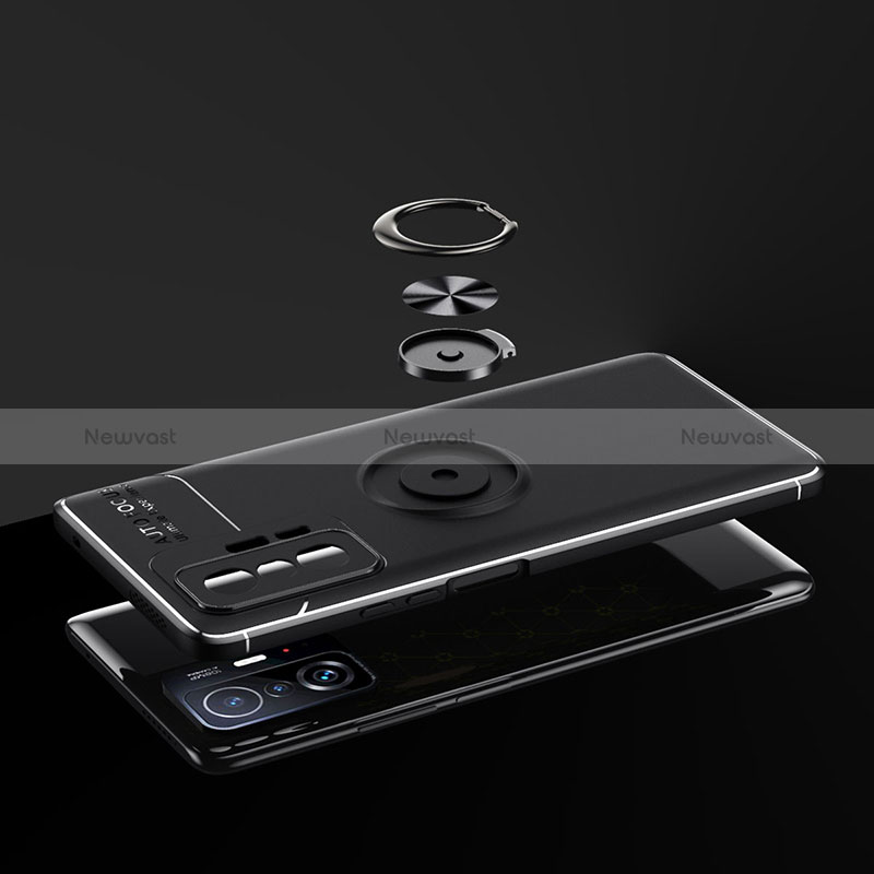 Ultra-thin Silicone Gel Soft Case Cover with Magnetic Finger Ring Stand SD2 for Xiaomi Mi 11T 5G