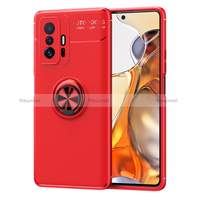 Ultra-thin Silicone Gel Soft Case Cover with Magnetic Finger Ring Stand SD2 for Xiaomi Mi 11T 5G