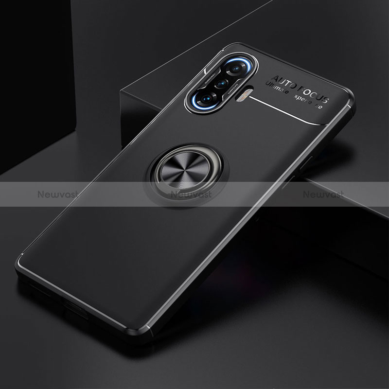 Ultra-thin Silicone Gel Soft Case Cover with Magnetic Finger Ring Stand SD2 for Xiaomi Poco F3 GT 5G Black