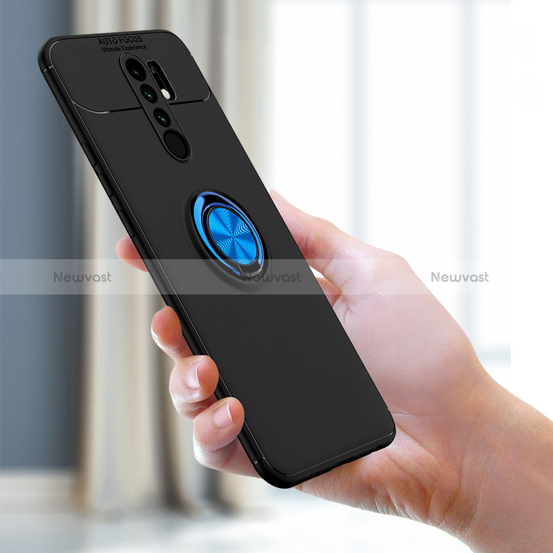 Ultra-thin Silicone Gel Soft Case Cover with Magnetic Finger Ring Stand SD2 for Xiaomi Poco M2